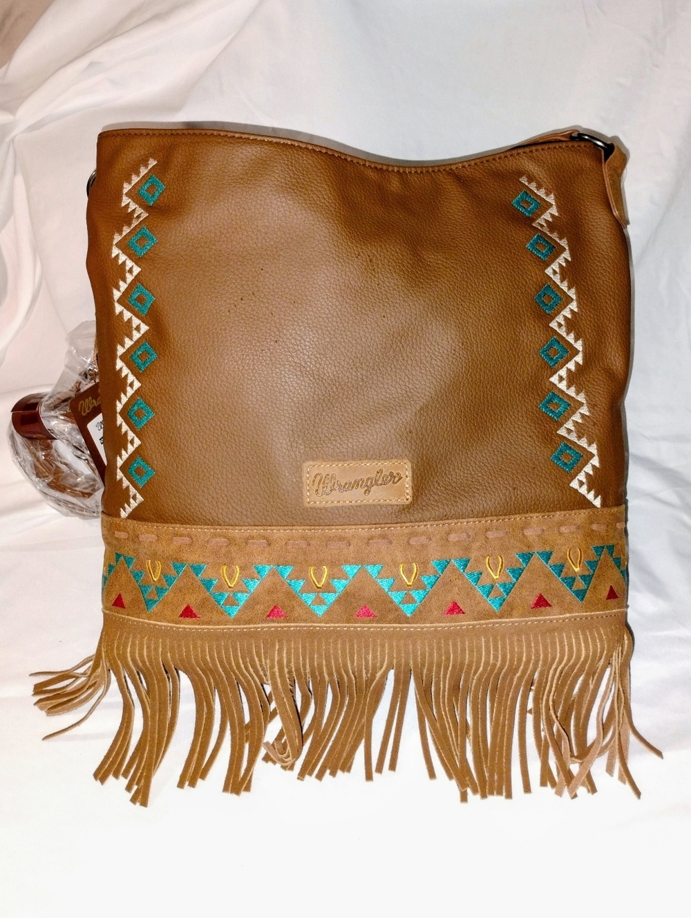 Wrangler Western Fringe Aztec Shoulder Bag Cowgirl Boho Large Hobo Purse